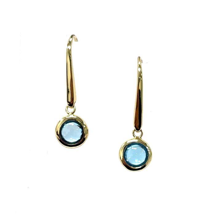 Color Candy Collection Earrings with 2 pcs 5MM RD Blue Topaz set on 1.45 gr SS/14k YG 