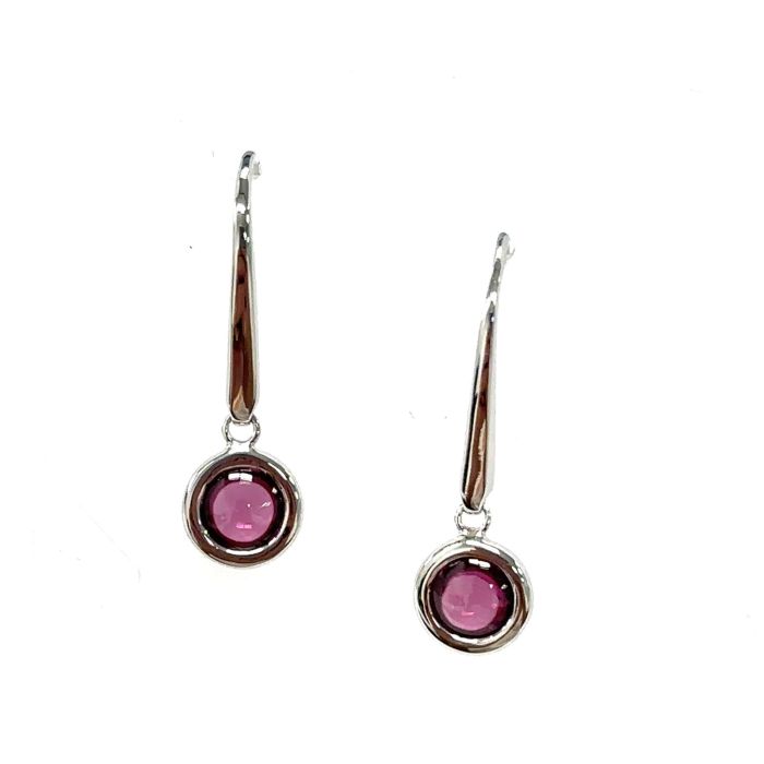Color Candy Collection Earrings with 2 pcs 5MM RD Amethyst set on 1.45 gr SS/14k WG 