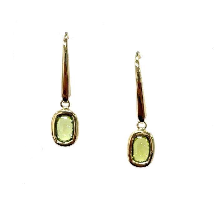 Color Candy Collection Earrings with 2 pcs 6X4 CU Peridot set on 1.55 gr SS/14k YG 