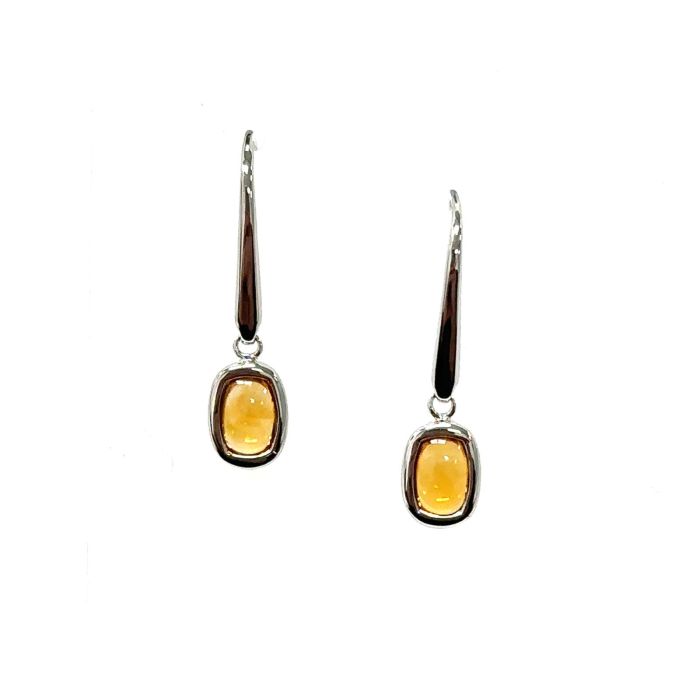 Color Candy Collection Earrings with 2 pcs 6X4 CU Citrine set on 1.55 gr SS/14k WG 