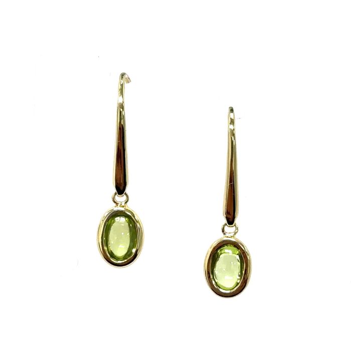 Color Candy Collection Earrings with 2 pcs 6X4 OV Peridot set on 1.55 gr SS/14k YG 
