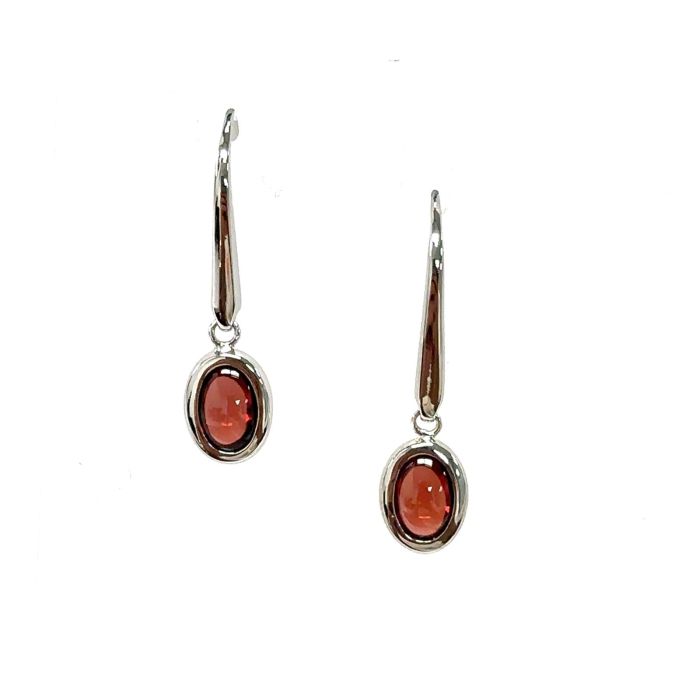 Color Candy Collection Earrings with 2 pcs 6X4 OV Garnet set on 1.55 gr SS/14k WG 