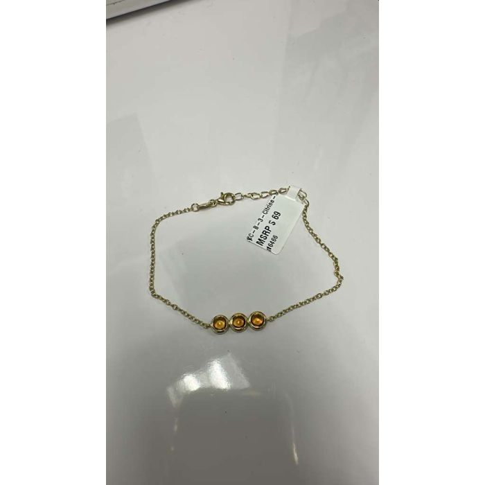 Color Candy Collection Bracelet with 3 pcs 4.5MM RD Citrine set on 2.35 gr SS/14k YG 