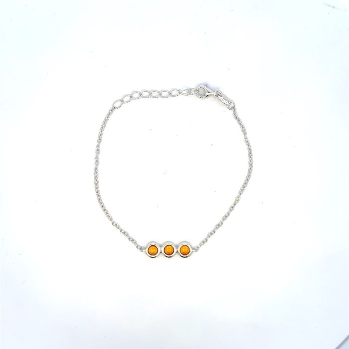 Color Candy Collection Bracelet with 3 pcs 4.5MM RD Citrine set on 2.35 gr SS/14k WG 