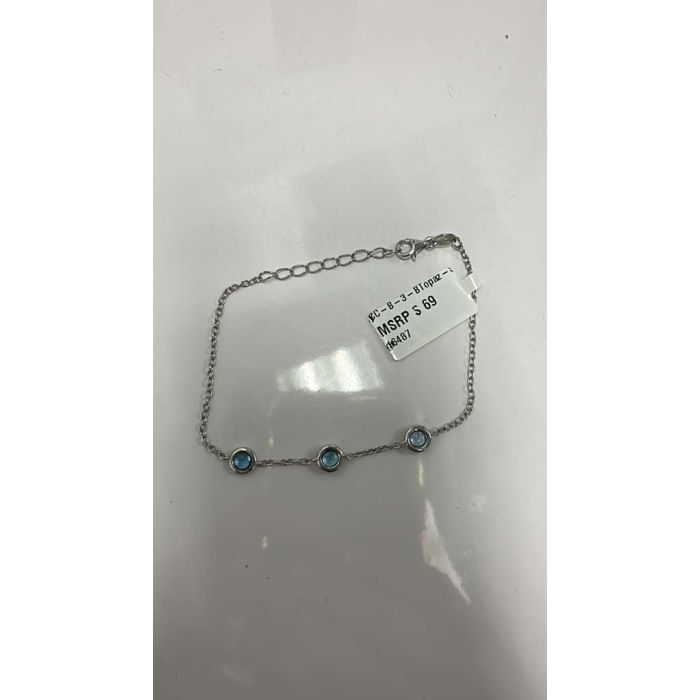 Color Candy Collection Bracelet with 3 pcs 4.5MM RD Blue Topaz set on 1.9 gr SS/14k WG 