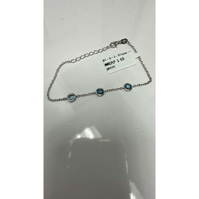 Color Candy Collection Bracelet with 3 pcs 4.5MM RD Swiss Blue Topaz set on 1.9 gr SS/14k WG 