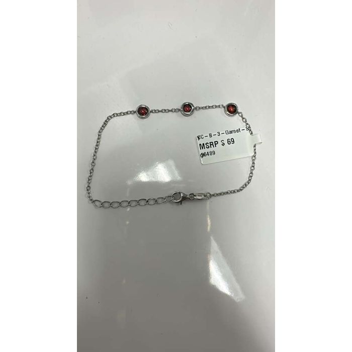 Color Candy Collection Bracelet with 3 pcs 4.5MM RD Garnet set on 1.9 gr SS/14k WG 