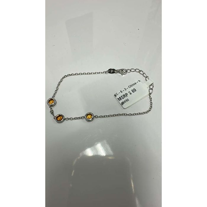 Color Candy Collection Bracelet with 3 pcs 4.5MM RD Citrine set on 1.9 gr SS/14k WG 