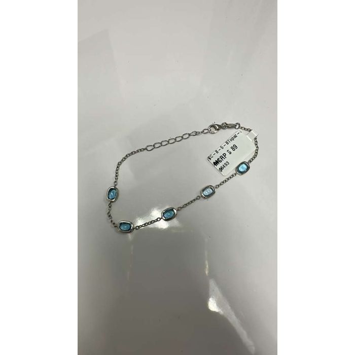 Color Candy Collection Bracelet with 5 pcs 6X4 CU Swiss Blue Topaz set on 2.55 gr SS/14k WG 