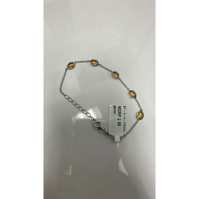 Color Candy Collection Bracelet with 5 pcs 6X4 OV Citrine set on 2.76 gr SS/14k WG 