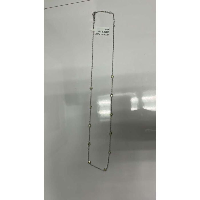 Color Candy Collection Necklace with 11 pcs 3MM RD Peridot set on 5.35 gr SS/14k WG 