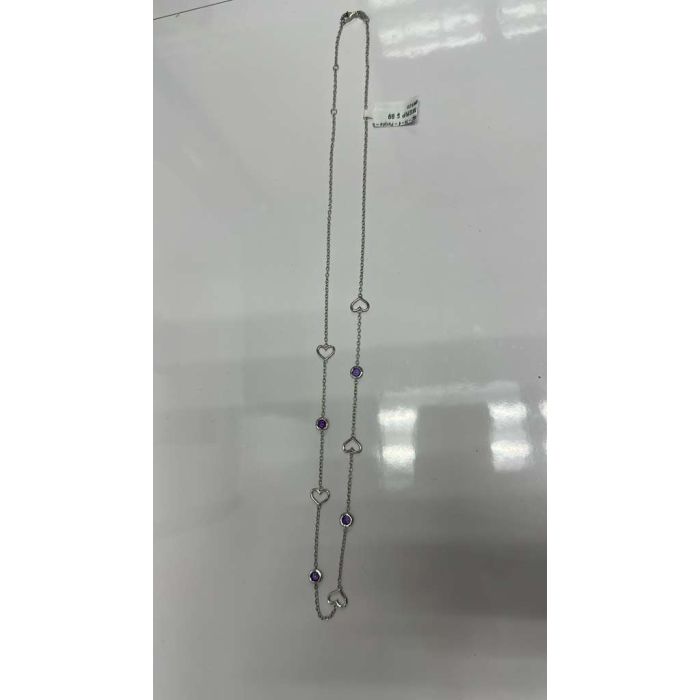 Color Candy Collection Necklace with 4 pcs 4.5MM RD Amethyst set on 6.1 gr SS/14k WG 