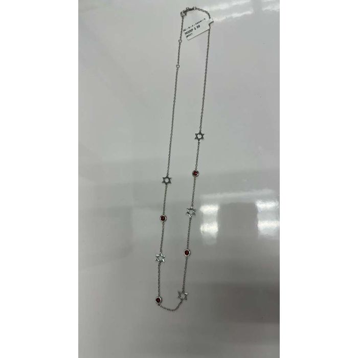 Color Candy Collection Necklace with 4 pcs 4.5MM RD Garnet set on 6.1 gr SS/14k WG 