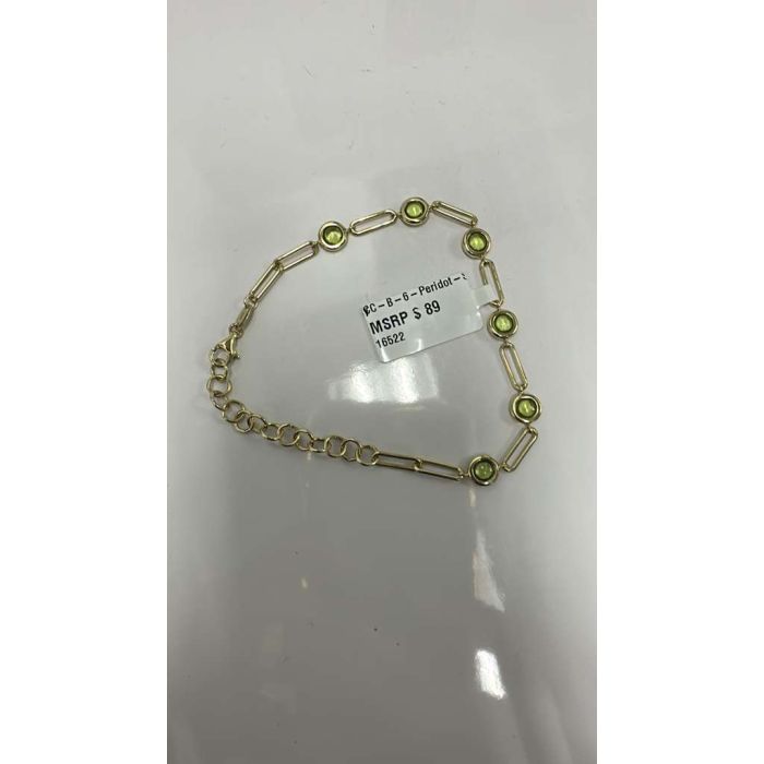 Color Candy Collection Bracelet with 6 pcs 5MM RD Peridot set on  gr SS/14k YG 
