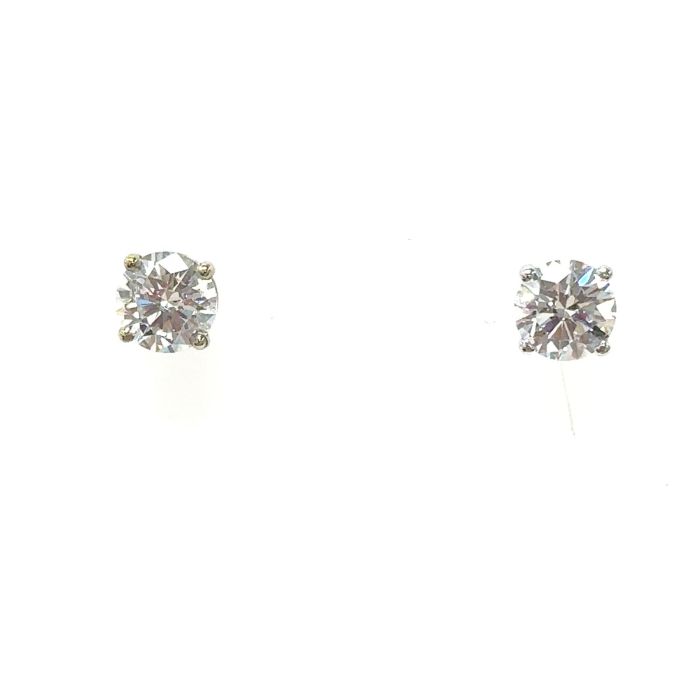 LGB Studs  2.00   with 2.00  Round Brilliant Lab Grown Diamond set on 4 prong martini 0.90gr 14k WG