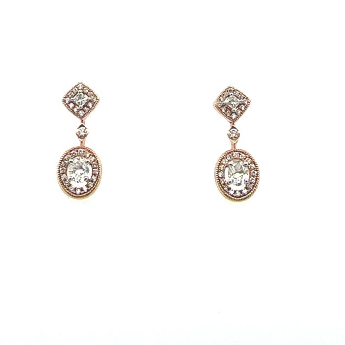14KP 3/4 CTW OVAL  FASHION EARRING