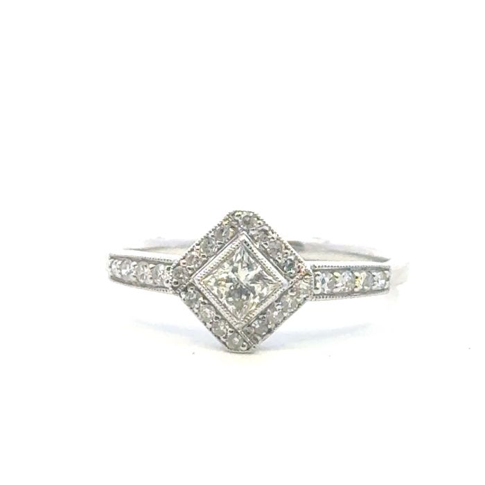 Vintage Rings  0.59   with 0.37  Princess Diamond 0.22  Sides set on 2.83gr 14k WG