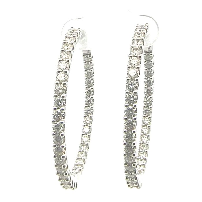 Basics Hoop Earrings Varsha Program 4.80   with 4.80  Round Brilliant Diamond Sides set on 16.82gr 14k WG