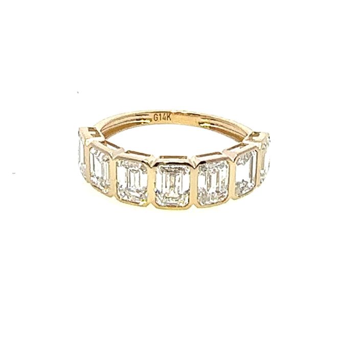Lab Grown Fancy Band Rings with 7 pcs EM 2.17 ctw set on 2.91 gr 14k YG 3.34 GW
