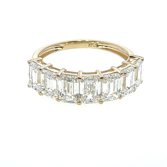 Lab Grown Fancy Band Rings with 7 pcs EM 2.07 ctw set on 2.87 gr 14k YG 3.28 GW