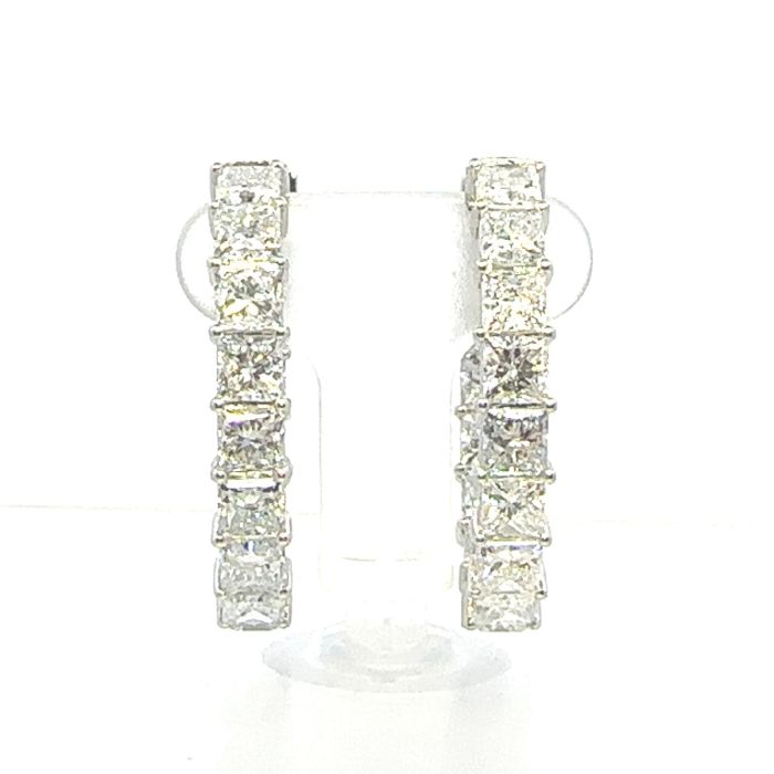 Lab Grown Fancy Hoop Earrings with 30 pcs PR 9.39 ctw set on 4.6904 gr 14k WG 6.57 GW