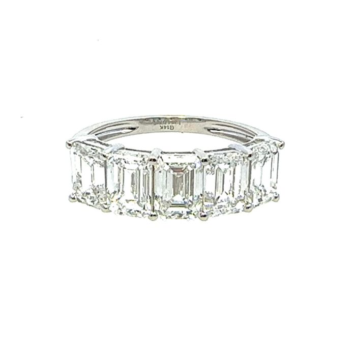 Lab Grown Fancy Band Rings with 5 pcs 4.07 ctw set on 1.606 gr 14k WG 2.42 GW