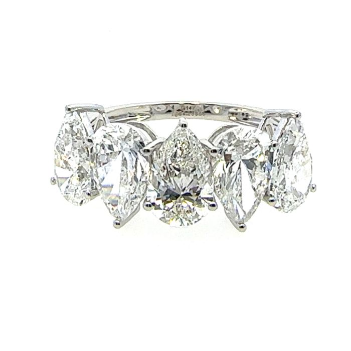 Lab Grown Fancy Band Rings with 5 pcs 4.23 ctw set on 1.7324 gr 14k WG 2.58 GW