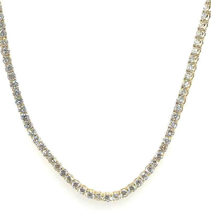 14KY LAB GROWN DIAMOND TENNIS NECKLACE, 143RD-15.54CTW 14KY-10.68GR 18 INCH