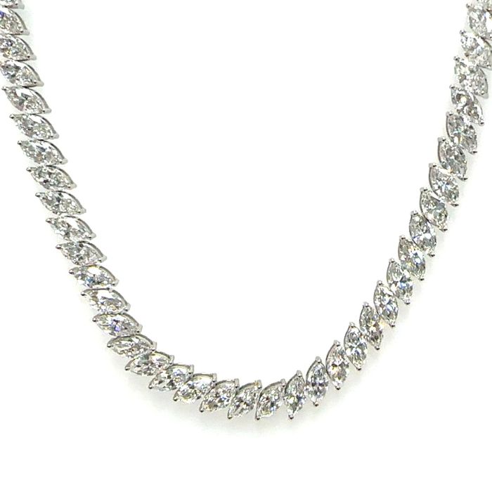 14KWG LAB GROWN DIAMOND TENNIS NECKLACE 107D-35.70CTW 14KW-18.62GR