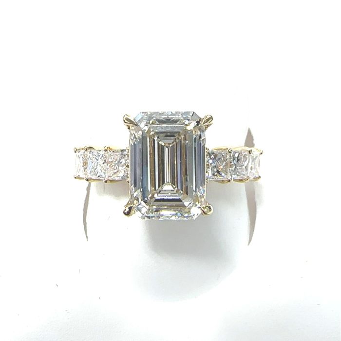 14KY LAB GROWN DIAMOND HH ENGAGEMENT RING 1EM-2.00CT 6PR-0.89CTW  12RD-0.16CTW 14KY-1.92GR