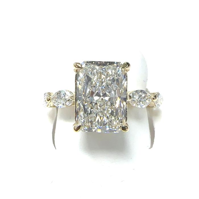 14KY LAB GROWN DIAMOND ENGAGEMENT RING 1RA-4.02CT 6PR1.22CT 14KY-2.58GR