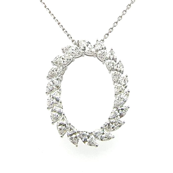 14KW LAB GROWN DIAMOND NECKLACE OVAL FRAME 16MQ-6.59CTW 14KW-5.26GR