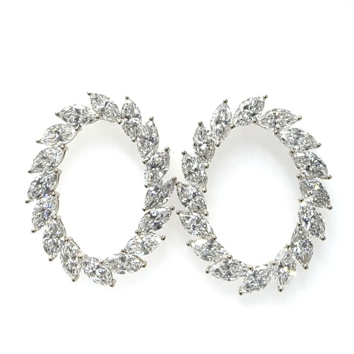 14KW LAB GROWN DIAMOND EARRINGS OVAL FRAME 36MQ-13.25CTW 14KW-5.63GR