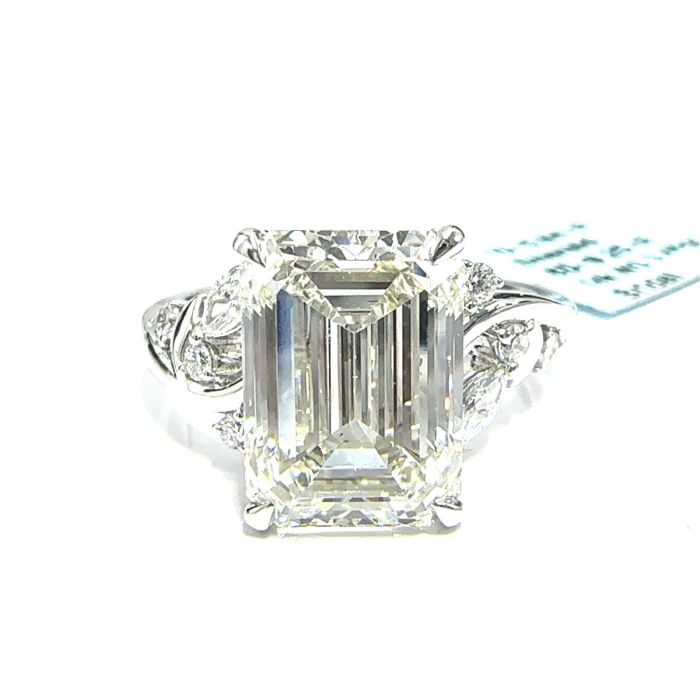 14KW LAB GROWN DIAMOND ENGAGEMENT RING NON CERT F-G VS+ 1EM-5.04CT 8D-0.25CTW 14KW-3.46GR