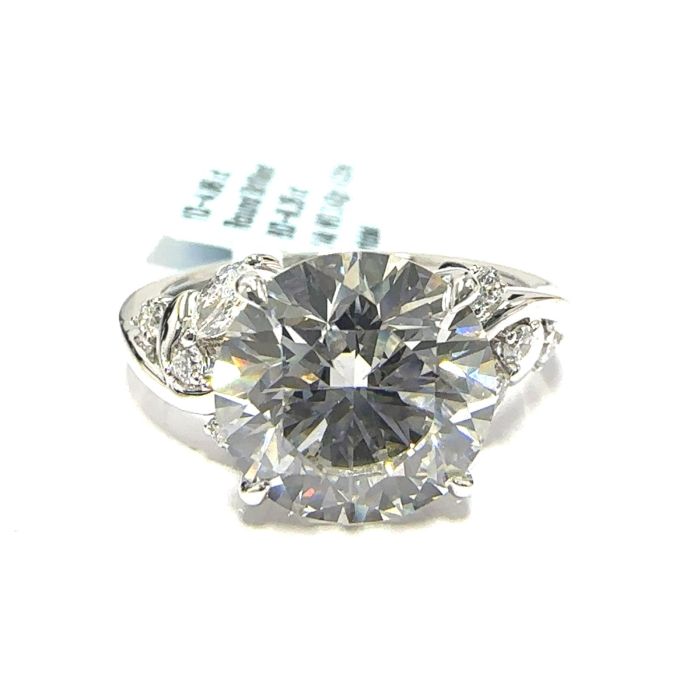 14KW LAB GROWN DIAMOND ENGAGEMENT RING NON CERT F-G VS+ 1RD-4.06CT 8D-0.26CTW 14KW-3.418GR