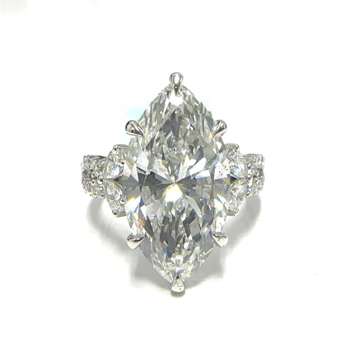 14KW LAB GROWN DIAMOND ENGAGEMENT RING NON CERT F-G VS+ 1MQ-7.27CT 28D-0.74CTW 14KW-3.882GR