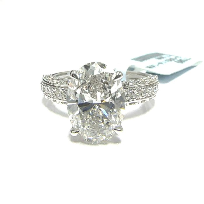 14KW LAB GROWN DIAMOND ENGAGEMENT RING NON CERT F-G VS+ 1OV-3.19CT 60D-1.15CTW 14KW-3.31GR