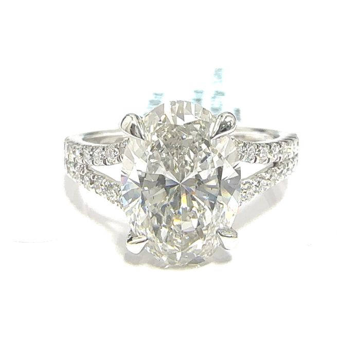 14KW LAB GROWN DIAMOND ENGAGEMENT RING NON CERT F-G VS+ 1OV-3.03CT 36D-0.44CTW 14KW-2.772GR