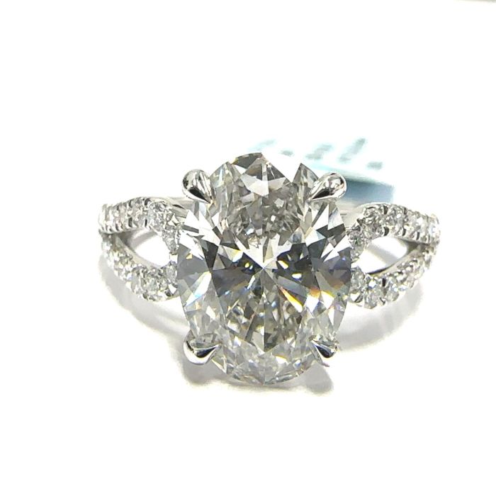 14KW LAB GROWN DIAMOND ENGAGEMENT RING NON CERT F-G VS+ 1OV-3.02CT 28D-0.38CTW 14KW-2.924GR