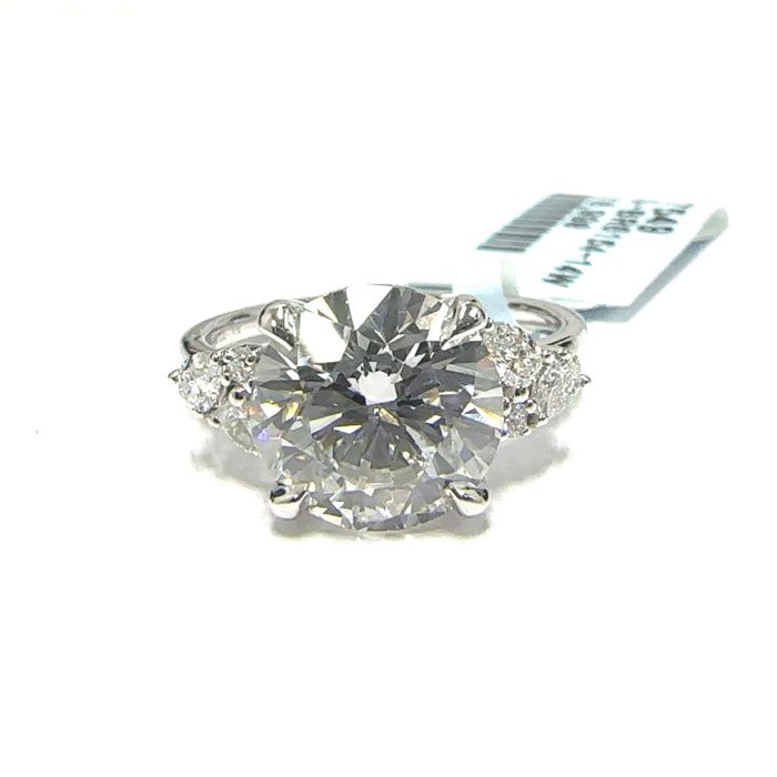 14KW LAB GROWN DIAMOND ENGAGEMENT RING NON CERT F-G VS+ 1RD-4.07CT 6D-0.3CTW 14KW-3.17GR