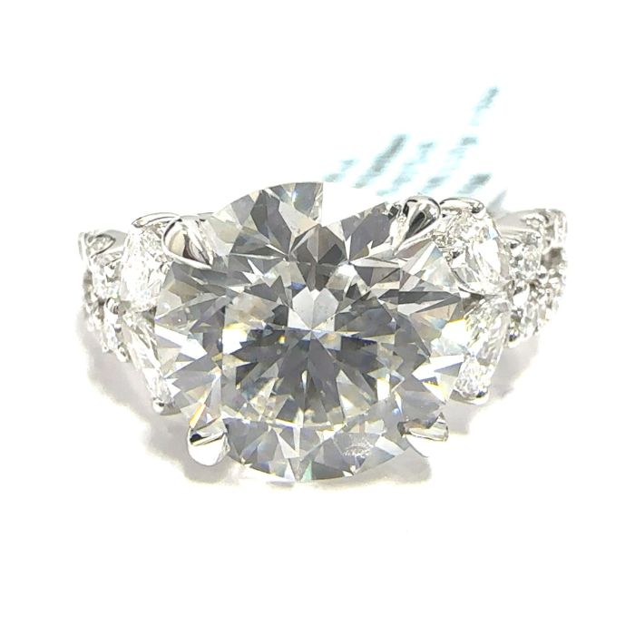 14KW LAB GROWN DIAMOND ENGAGEMENT RING NON CERT F-G VS+ 1RD-4.02CT 28D-0.73CTW 14KW-3.314GR