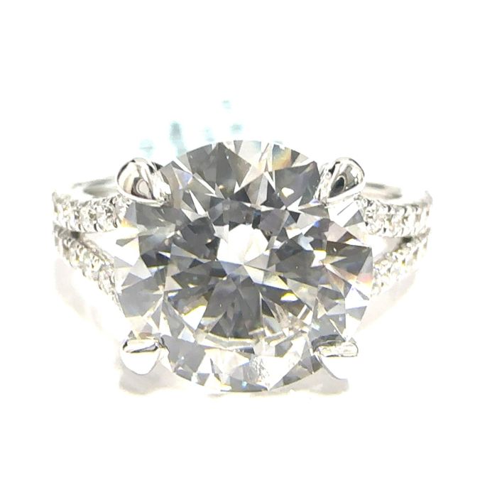 14KW LAB GROWN DIAMOND ENGAGEMENT RING NON CERT F-G VS+ 1RD-4.02CT 36D-0.44CTW 14KW-2.992GR