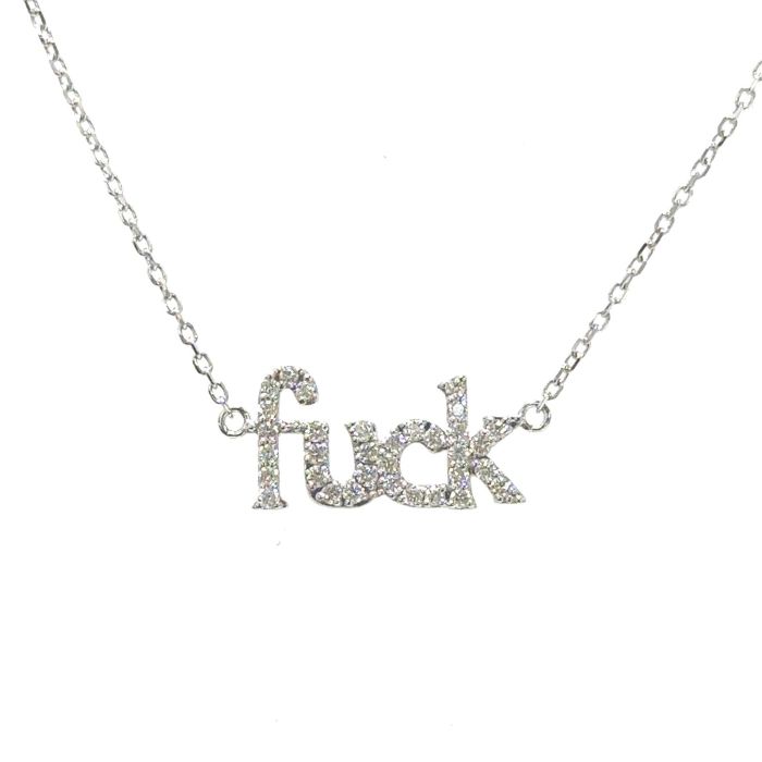 14KW NATURAL DIAMONDS FUCK NECKLACE  33RD-0.2CTW 14KW-1.65GR