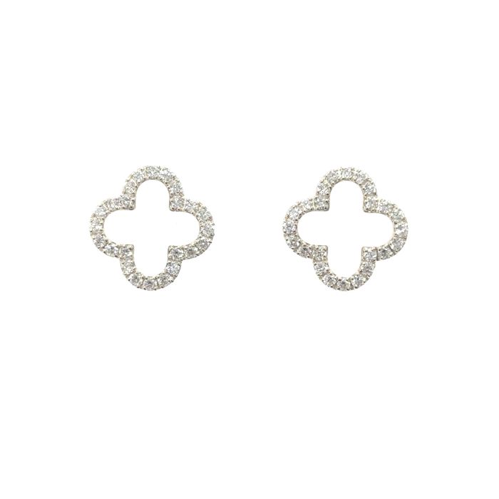 14KW NATURAL CLOVER EARRINGS  48RD-1.02CTW 14KW-2.1GR