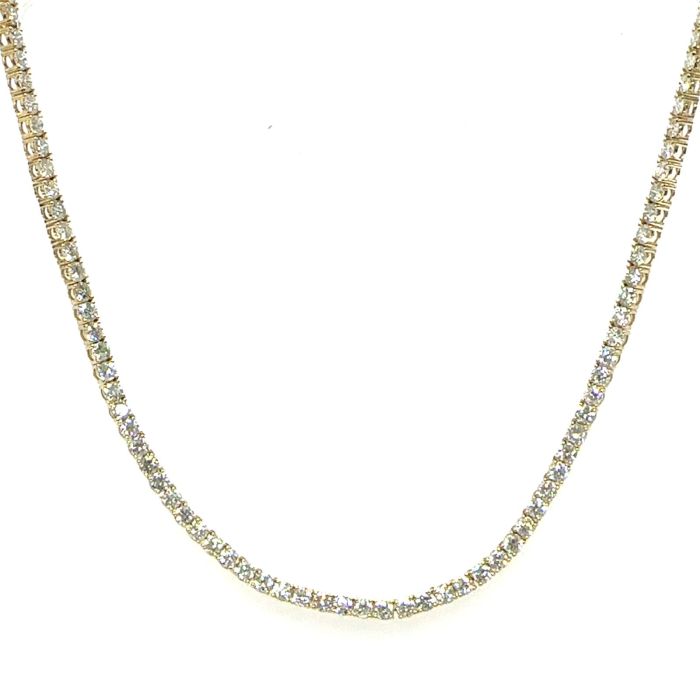 14KY LAB GROWN DIAMOND TENNIS NECKLACE NON CERT F-G VS+  180RD-10.73CTW 14KY-10.88GR