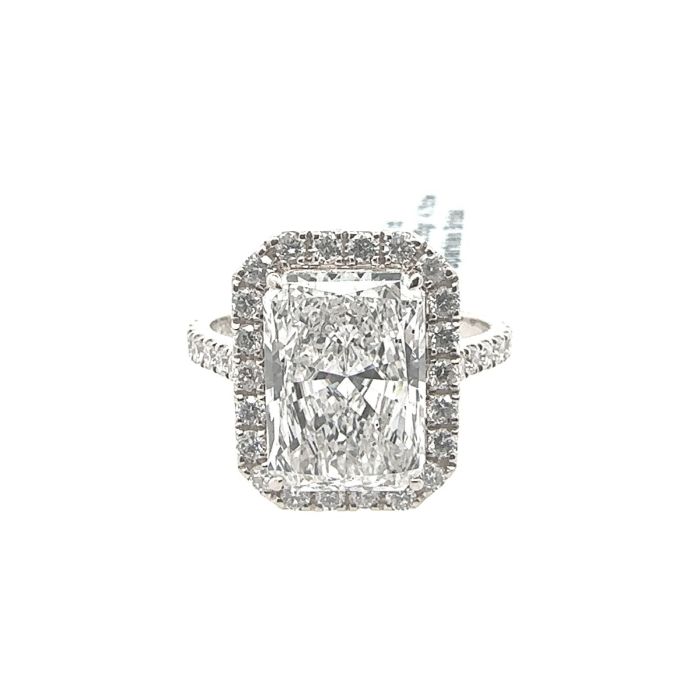 14KW LAB GROWN DIAMOND TOP HALO SLIM SHANK RING NON CERT F-G VS+ 1RA-3.03CT 34RD-0.69CTW 14KW-2.44GR