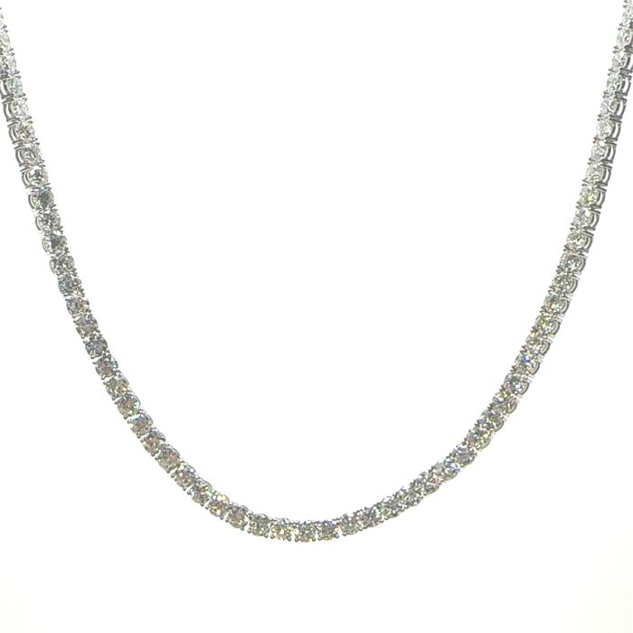14KW LAB GROWN DIAMOND TENNIS NECKLACE  147RD-15CTW 14KW-10.48GR