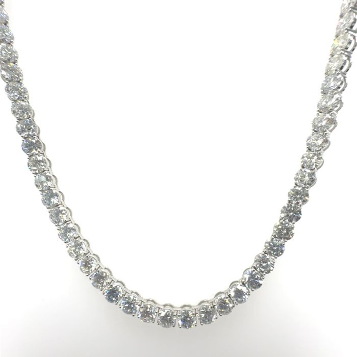 14KW LAB GROWN DIAMOND TENNIS NECKLACE  119RD-34.64CTW 14KW-16.99GR