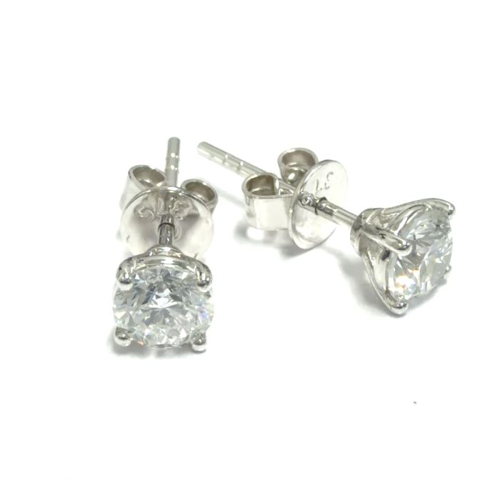 10k WG Lab Grown Diamond  Studs  2RD- 0.75CTW 10KW-0.86GR
