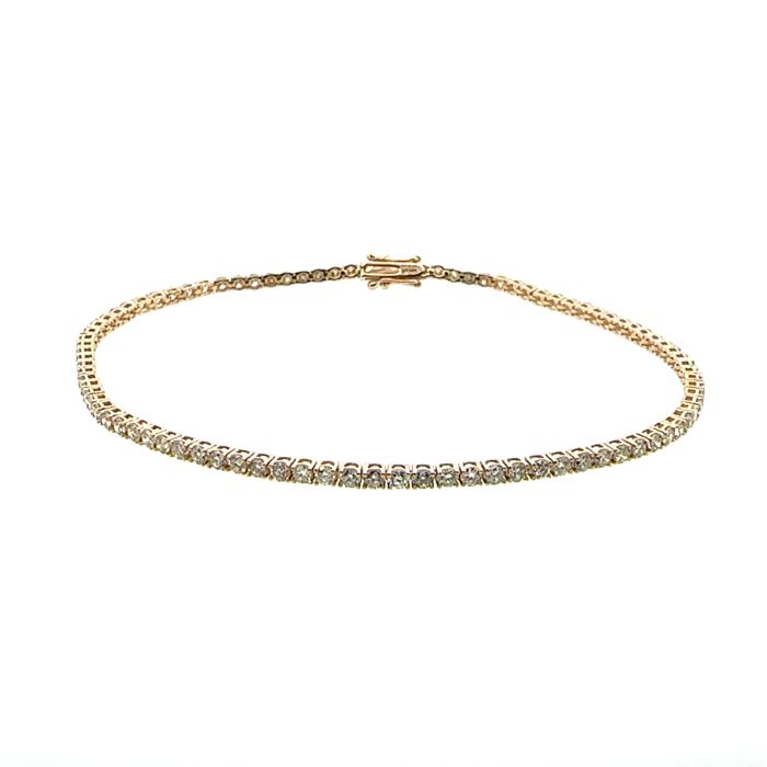 14KY NATURAL DIAMOND TENNIS BRACELET 88RD-2.00CTW 14KY-2.58GR